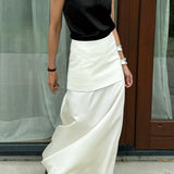 Gonna lunga vintage in raso a vita alta