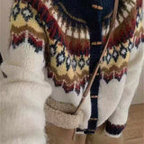 Cardigan in maglia con bottoni Fair Isle Horn e scollo rotondo