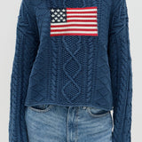 Blusa vintage in maglia larga con bandiera