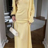 Abito canotta in maglia morbida con ritagli, cardigan a maniche lunghe, set due pezzi