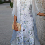 Abito due pezzi da donna – Taglio fluido – Voile leggero – Stampa floreale – Lunghezza midi