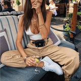 Pantaloni larghi streetwear con catena