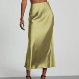 Gonna midi da donna - Raso fluido - Elegante taglio svasato