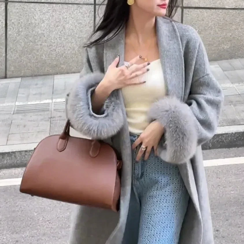 Soprabito elegante in lana marrone