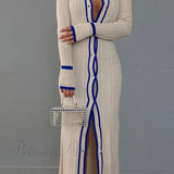 Abito a coste a contrasto con risvolto