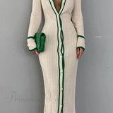 Abito a coste a contrasto con risvolto