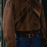 Cappotto casual elegante in stile motociclista in velluto a coste