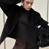 Cappotto con colletto retrò in velluto a coste