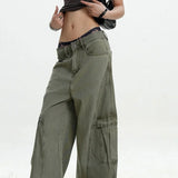 Pantaloni cargo a gamba larga destrutturati e curvi