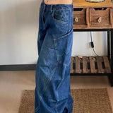 Pantaloni cargo larghi a vita alta in denim curvo