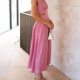 Abito midi da vacanza con tasche e vita tagliata