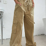 Pantaloni cargo multiuso con elastico in vita in stile americano