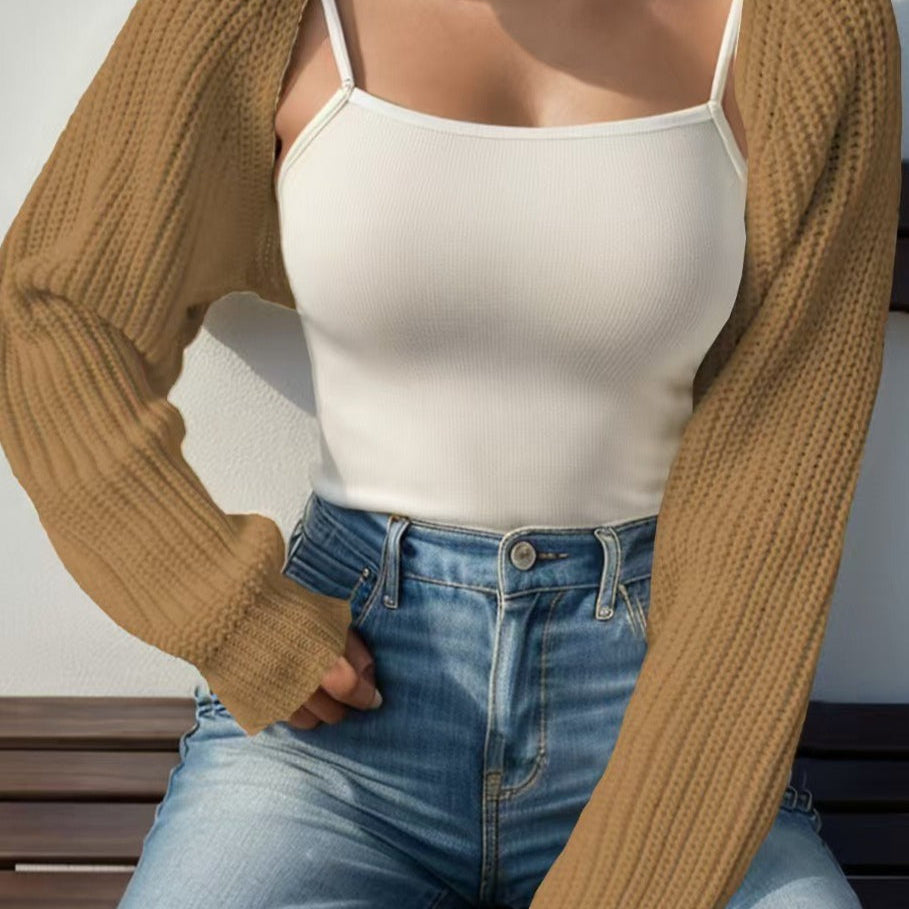 Cardigan a maniche lunghe in maglia a coste