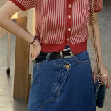 Cardigan a maniche corte con colletto rovesciato in maglia sottile