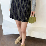 Gonna a trapezio a vita alta in stile scozzese vintage