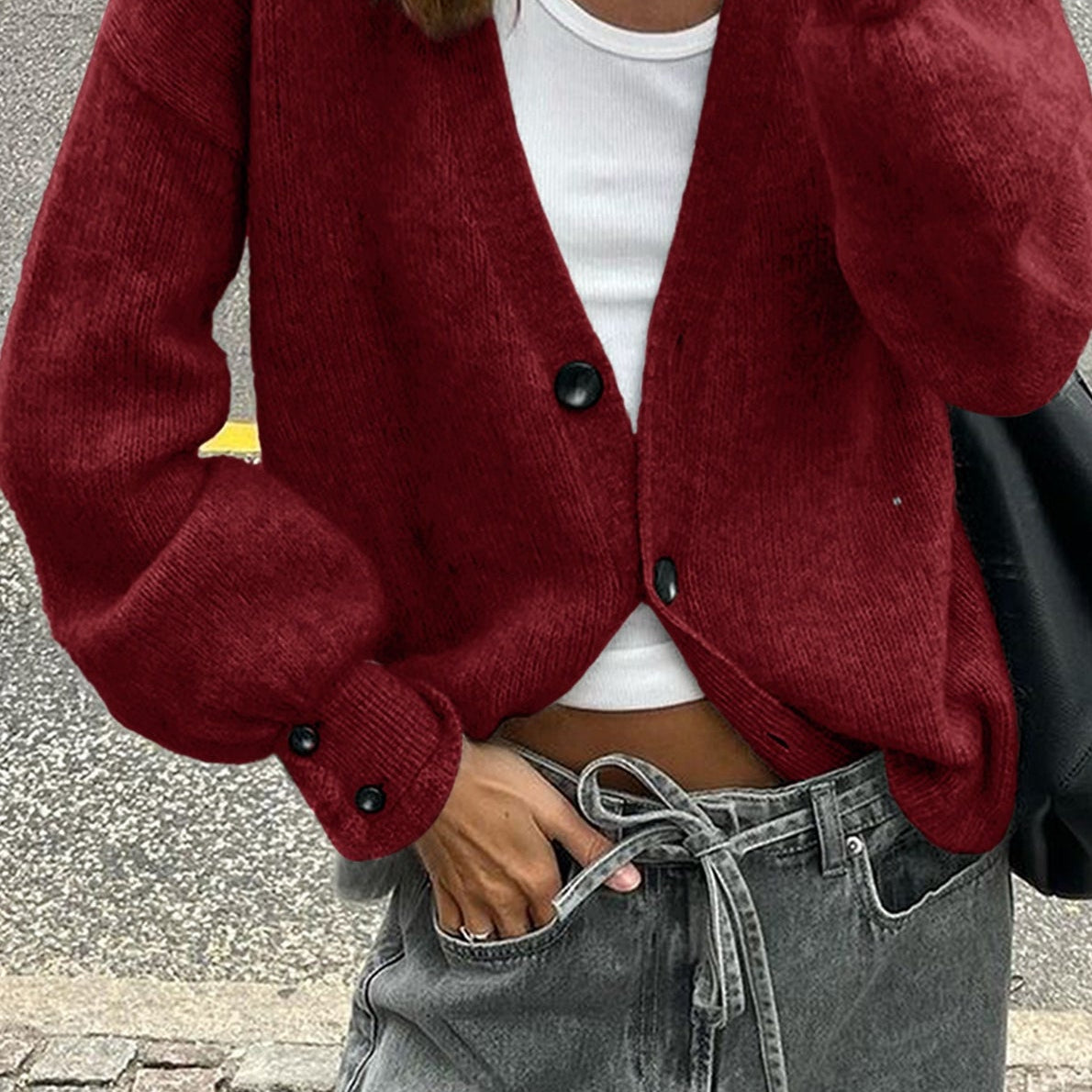 Cardigan minimalista a maniche lunghe