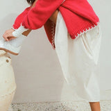 Cardigan vintage con bottoni e scollo a V in maglia a trecce