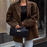 Giacca lunga casual con finitura scamosciata