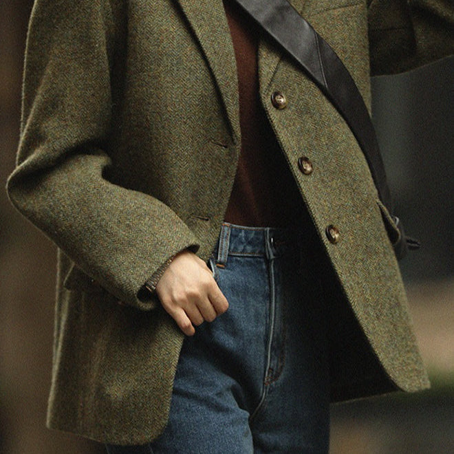 Blazer monopetto in misto lana