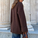 Cardigan in maglia con cintura annodata in vita, comodo e rilassato