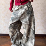 Jeans larghi Hip Hop lavati con motivo mimetico