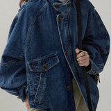 Giacca utility in denim lavato con collo alto