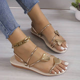 Sandali da donna - Cinturini multipli con dettagli a cuore - Comodità piatta ed elegante