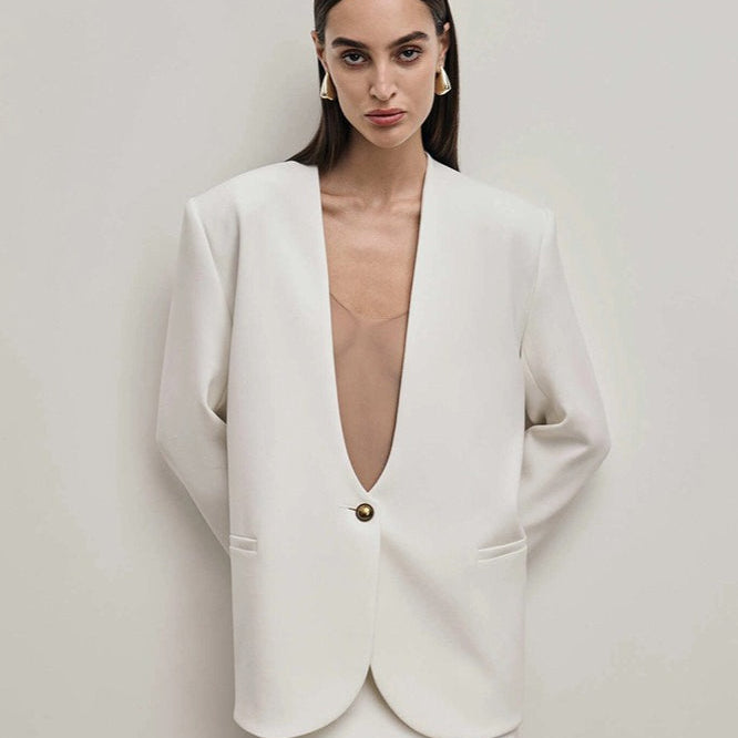 Blazer monopetto aderente con spalle regolari