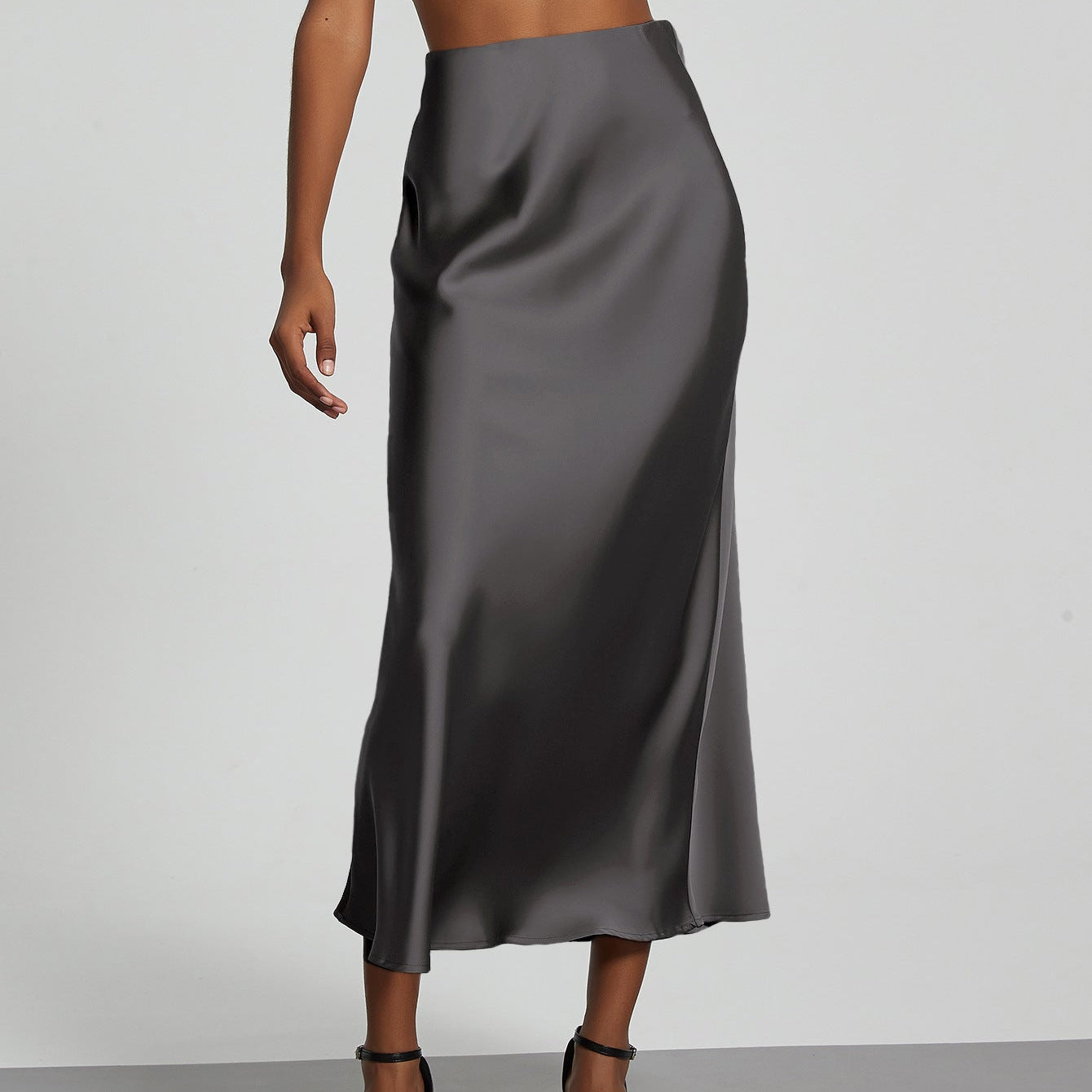 Gonna midi da donna - Raso fluido - Elegante taglio svasato