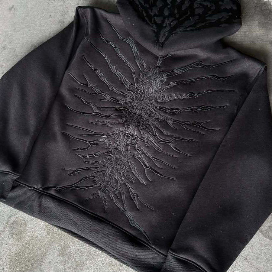 Felpa con cappuccio patchwork lavata vintage