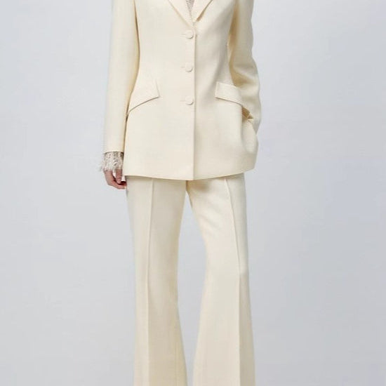 Blazer in pizzo beige