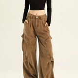 Pantaloni cargo larghi in denim con gamba larga e lusinghieri