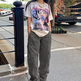 Pantaloni cargo multitasche a vita alta in denim street