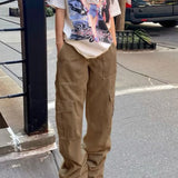 Pantaloni cargo multitasche a vita alta in denim street