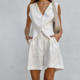 Felicia - Elegante completo in cotone (pantaloni e gilet)