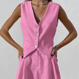 Felicia - Elegante completo in cotone (pantaloni e gilet)