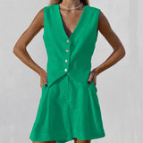 Felicia - Elegante completo in cotone (pantaloni e gilet)