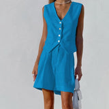 Felicia - Elegante completo in cotone (pantaloni e gilet)