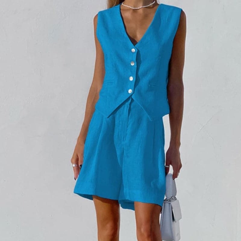 Felicia - Elegante completo in cotone (pantaloni e gilet)