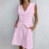 Felicia - Elegante completo in cotone (pantaloni e gilet)