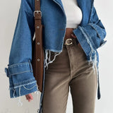 Giacca in denim chic con revers rovinati