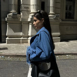 Giacca in denim chic con revers rovinati