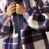 Giacca a maniche lunghe in lana scozzese a doppio pile