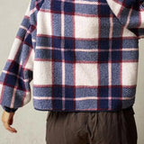 Giacca a maniche lunghe in lana scozzese a doppio pile