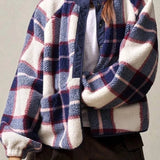 Giacca a maniche lunghe in lana scozzese a doppio pile