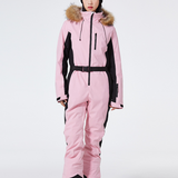 Tuta da sci da donna – Vestibilità slim – Impermeabile e antivento – Cappuccio in pelliccia sintetica