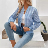 Giubbotto bomber da donna - Tessuto leggero - Collo a coste - Maniche lunghe e larghe