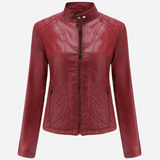 Giacca da donna – Vestibilità slim – Effetto pelle – Pannelli trapuntati – Chiusura con zip