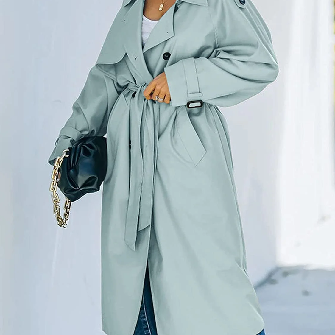 Trench da donna - Cotone - Collo a revers con intaglio - Lunghezza a metà polpaccio