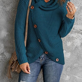 Maglione da donna - Tessuto intrecciato - Collo a scialle - Lunghezza tunica - Maniche lunghe